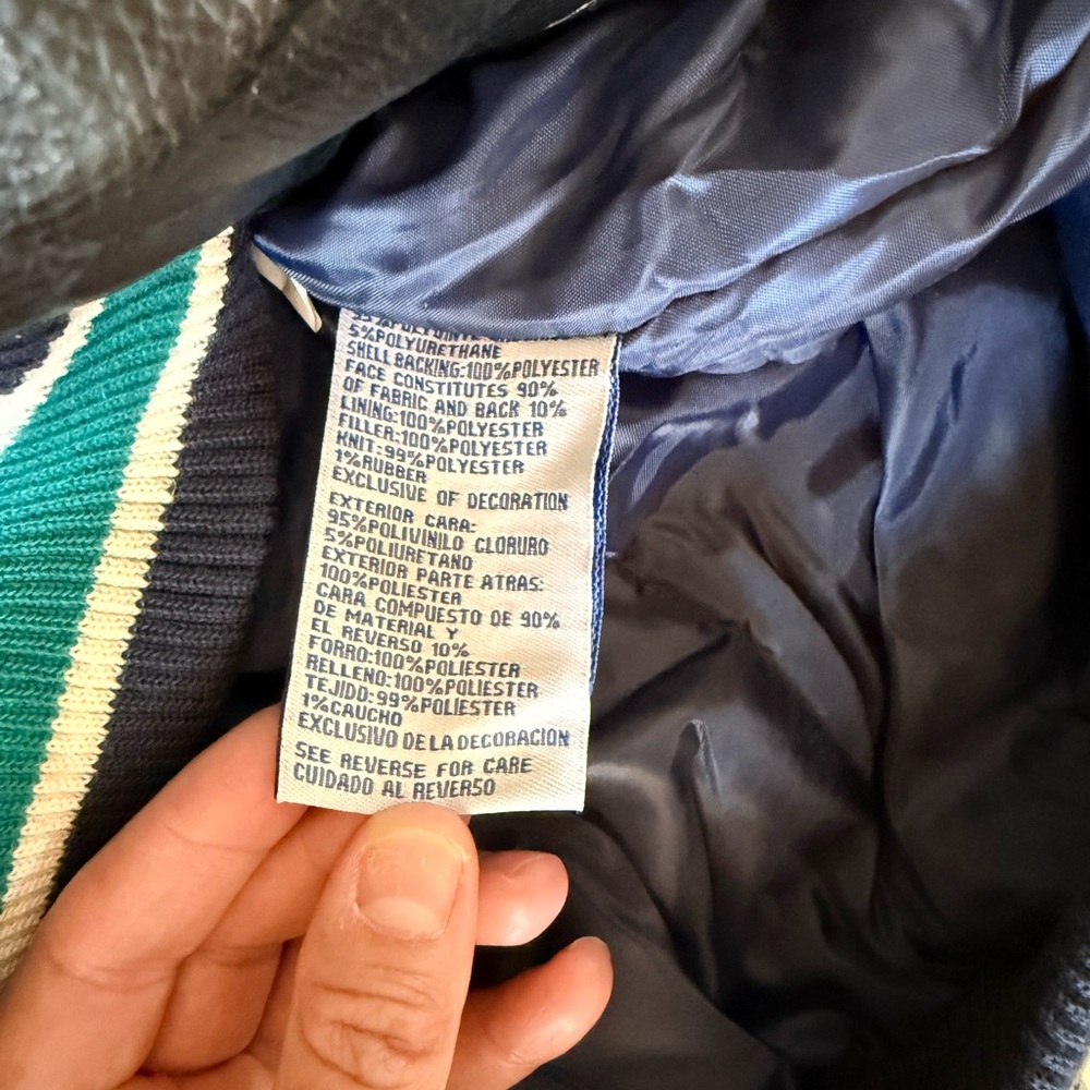 New with tags! NFL Team Apparel Miami Dolphins Faux Leather Bomber Jacket - Picture 9 of 9